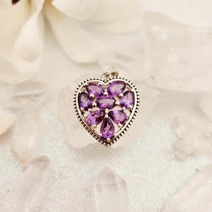 Jewellery Other Accessories: Amethyst Heart Pendant (sterling silver)