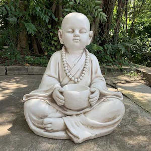 Buddhist Monk w. Offering Dish (approx. 52x45cm)