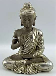 Silver & Brown Meditating Buddha (approx. 15.5x12cm)