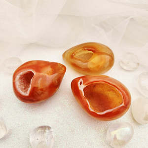 Crystals Fossils: Carnelian/Agate Polished Geode (assorted. approx. 5.9-6.2x4.2-4.5cm)