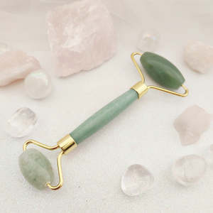 Personal Health Items: Green Aventurine Massage Roller (gold metal)