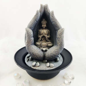 World Spirituality: Buddha in Hands Water Feature (approx. 28x23.5cm)