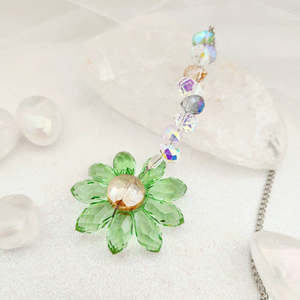 Wall Art Hanging Gifts: Green Glass Flower Hanging Prism