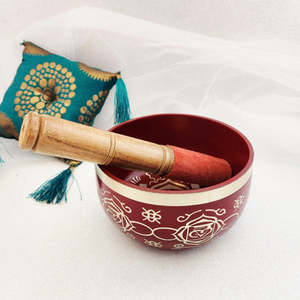 Red Tibetan Singing Bowl (approx. 12.5cm diameter)