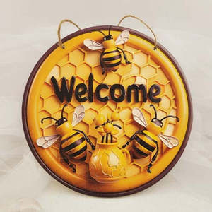 Bee Welcome Sign (MDF. approx. 19cm diameter)