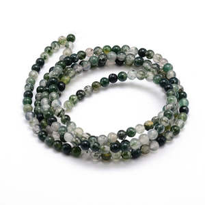 Beads Other Crafts: Moss Agate Round Bead Strand, 8-9mm Beads, Assorted