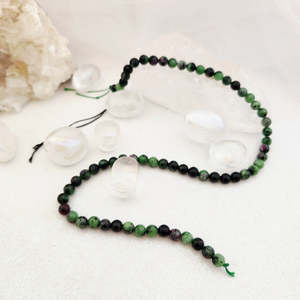 Beads Other Crafts: Ruby in Zoisite Round Bead Strand, Assorted, 6-7mm beads