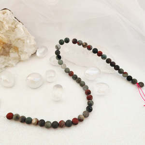 Beads Other Crafts: African Bloodstone Frosted Round Bead Strand, 8-9mm Beads, Assorted