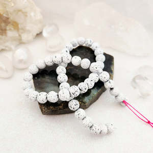 White (painted) Lava Bead Strand (approx. 44 x 8-9mm round beads)