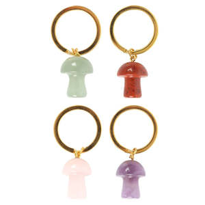 Crystal Mushroom Keyring - Assorted Crystals