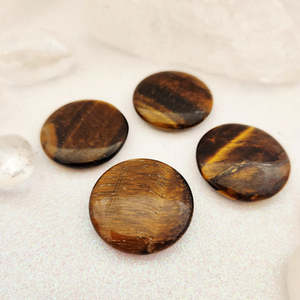 Crystals Fossils: Gold Tiger's Eye Disc (assorted. approx. 3cm diameter)