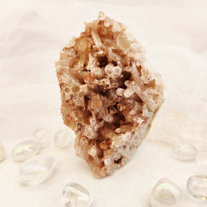 Crystals Fossils: Indian Hematite Included Quartz Standing Cluster (approx. 13.3x9.1cm)