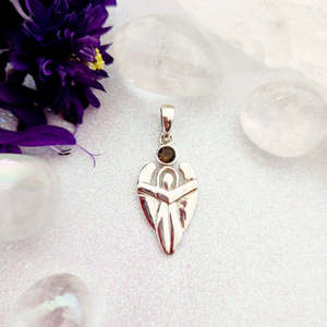 Inspirational Heartfelt Gifts: Smoky Quartz Angel Pendant (sterling silver)