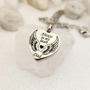 Dad Always in My Heart Keepsake Pendant with Chain (stainless steel)