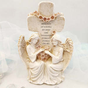 Memorial Angel on Cross (approx. 22cm)