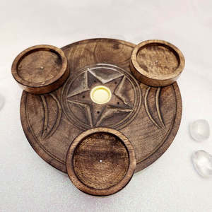 World Spirituality: Triple Moon Incense & Tealight Burner (approx 15x15cm)