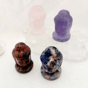 World Spirituality: Crystal Buddha Head Carving (assorted. approx 4.1-4.3x2.7-3cm)