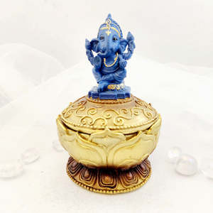World Spirituality: Blue Ganesh Trinket Box (approx. 15x10cm)