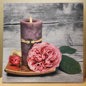 Wall Art Hanging Gifts: Flower & Candle Picture with LED lights (approx. 39.5x39.5cm)