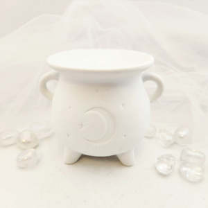 Mystical Magical: Mystical Moon Cauldron Oil Burner | Ceramic | White