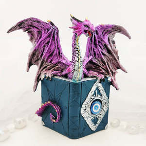 Mystical Magical: Purple Dragon on Book | Eye Symbol | Resin