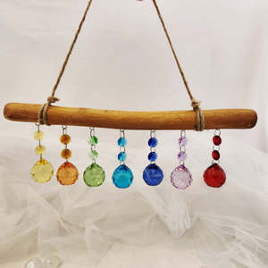 Rainbow Crystal Prism Hanging | Suncatcher | Wooden Branch