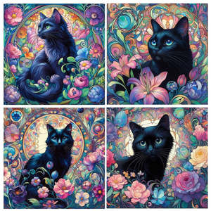 All Stocked Items: Black Cat Coasters | Ceramic | Set of 4