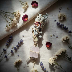 Aromatics Accessories: Love Sage Wand | Rose Quartz | NZ White Sage | Assorted