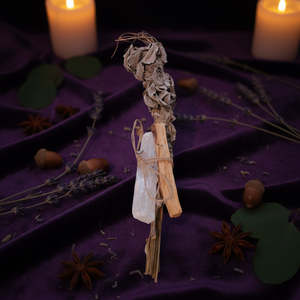 High Priestess Sage Wand | Palo Santo & Selenite | NZ White Sage | Assorted