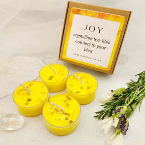 Joy Crystalline Tee-Lite Candles | Peridot | Made in NZ | Set of 4