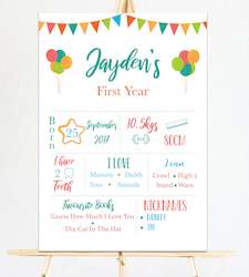 Orange and Green Bunting First Birthday Milestone