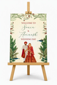 Welcome Sign: Personalised Indian Bride & Groom Welcome Sign