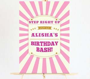 Pink and White Circus Welcome Sign