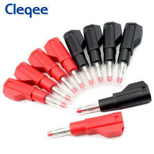 M Measure And Test: Cleqee P10043 Stackable 4mm Banana Plugs with Retractable Safety Shield - 10 pcs