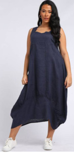 Outerwear: Gabriella linen dress navy