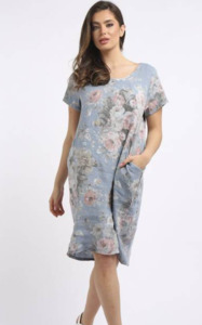 Fleur linen dress pastel blue