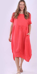 Mila linen dress coral