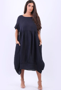 Mila linen dress navy