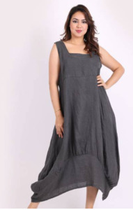Outerwear: Gabriella linen dress charcoal