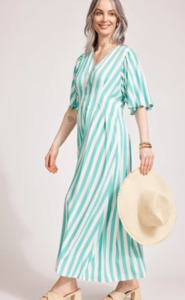 Dresses Skirts: Treville stripe maxi dress aqua
