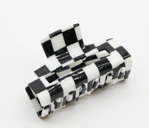 Sunglasses: Checkered black and white claw clip