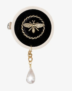 Sunglasses: Bee & pearl brooch