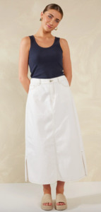Dalton denim skirt white