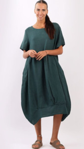 Fashion: Mila linen dress dark teal