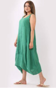 Fashion: Gabriella linen dress green apple