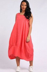 Fashion: Gabriella linen dress coral