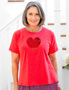 Sequin tee melon heart