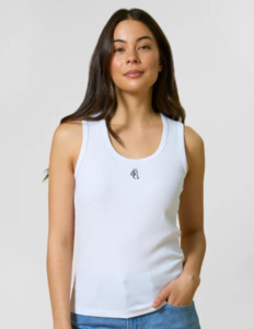 Fashion: Rib logo tank white