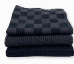 Homewares: Dishcloth 3pk poppy seed  chequer - ecovask