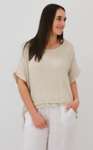 Outerwear: Lilla scrunch hem blouse - Natural